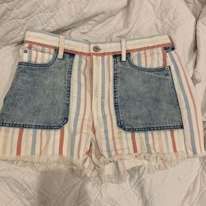 American Eagle Striped Denim Shorts